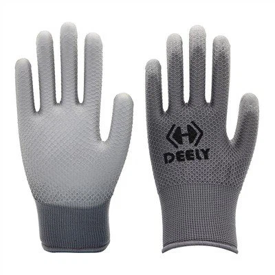 Gri Ananas Polyester Gri PU Kaplamalı Eldivenler